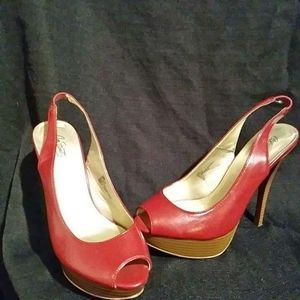 City Streets Red Platform Stilettos, Size 7.5